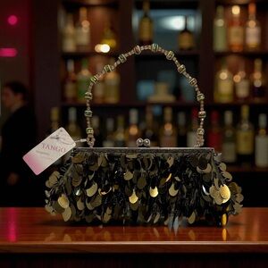 Glamorous Vintage Black and Gold Sequin Clutch